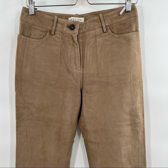 CELINE Suede Lamb Skin Bell Bottom Pants Size 30” - Picture 2 of 7